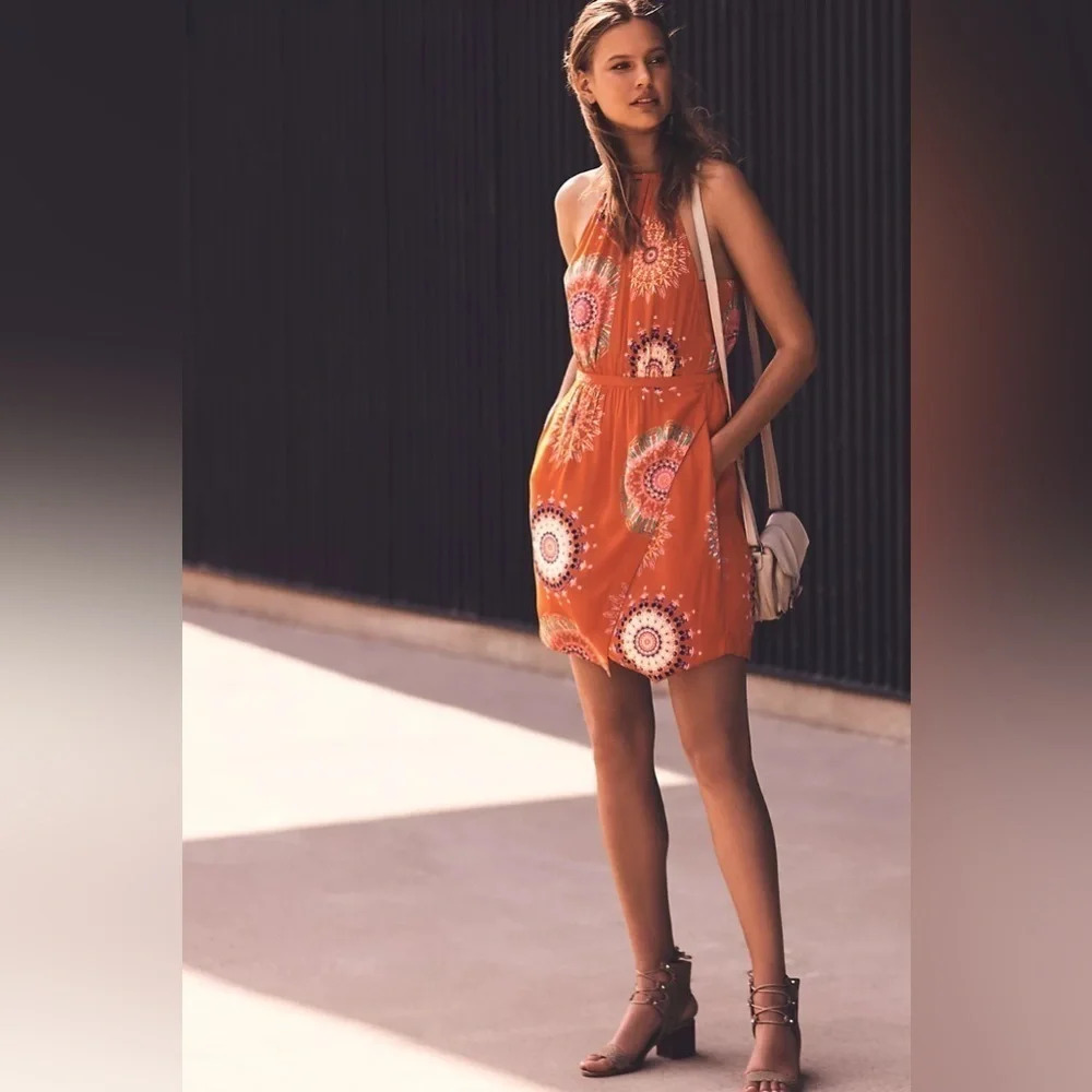 Orange Halter‎ Casual Dress Size Small